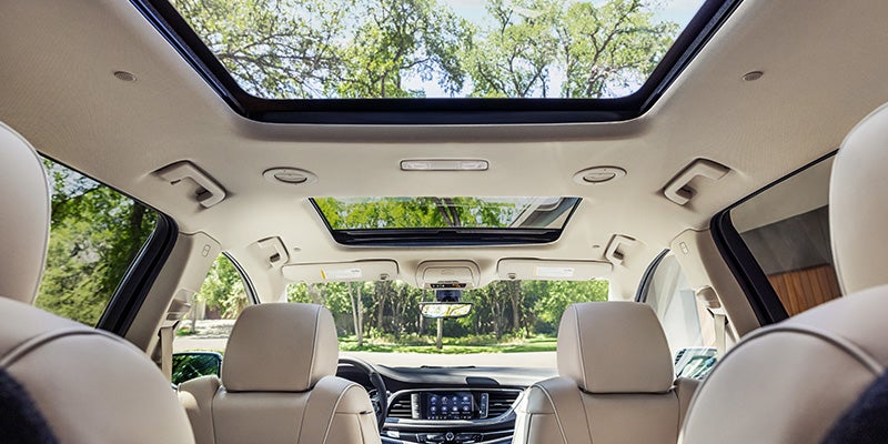 Interior of Buick Enclave showing the the sunroof