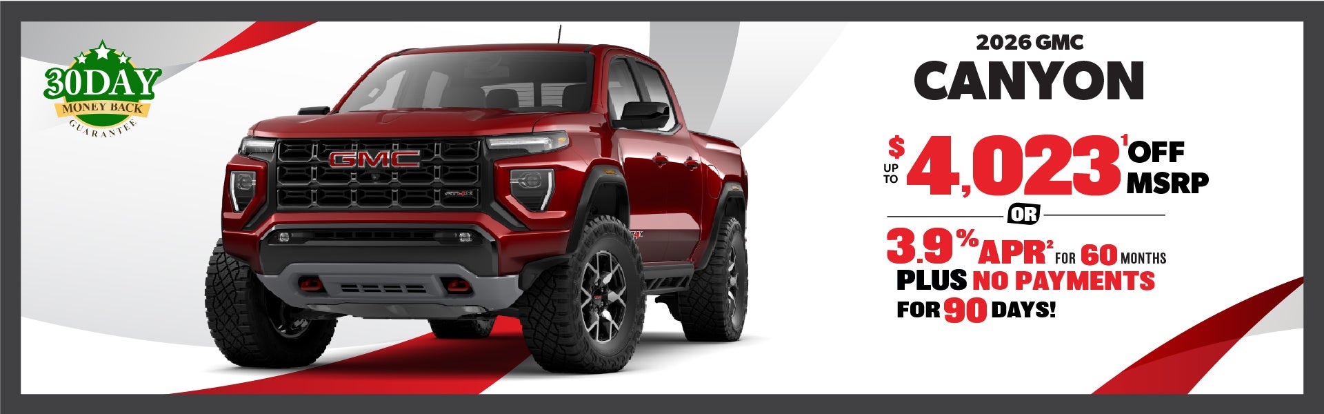 2026 GMC Canyon - up to $4023 off MSRP or 3.9% APR