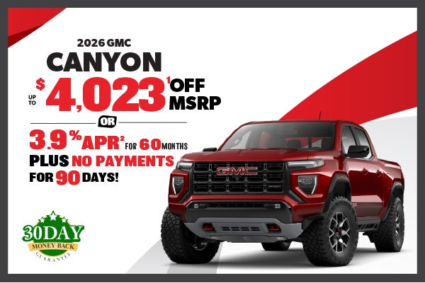 2026 GMC Canyon - up to $4023 off MSRP or 3.9% APR
