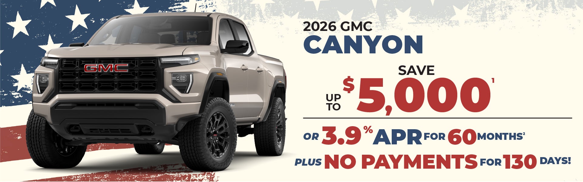 2026 GMC Canyon - up to $5000 off MSRP or 3.9% APR