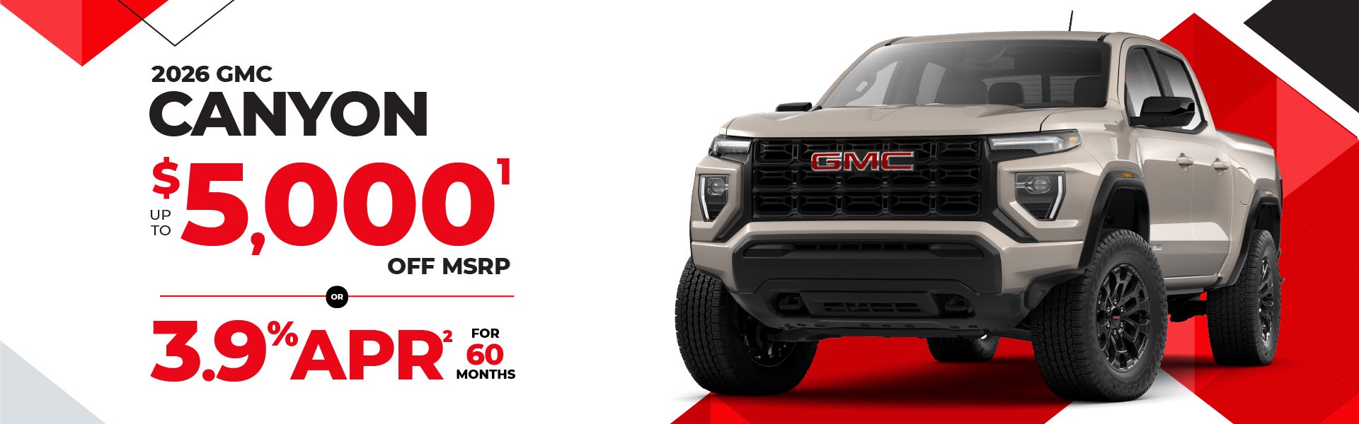 2026 GMC Canyon - up to $5000 off MSRP or 3.9% APR