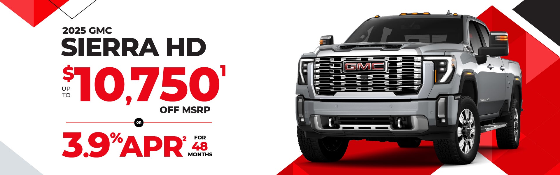 2025 GMC Sierra HD - up to $10,750 off MSRP or 3.9% APR