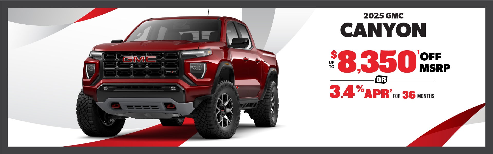 2025 GMC Canyon - up to $8350 off MSRP or 3.4% APR